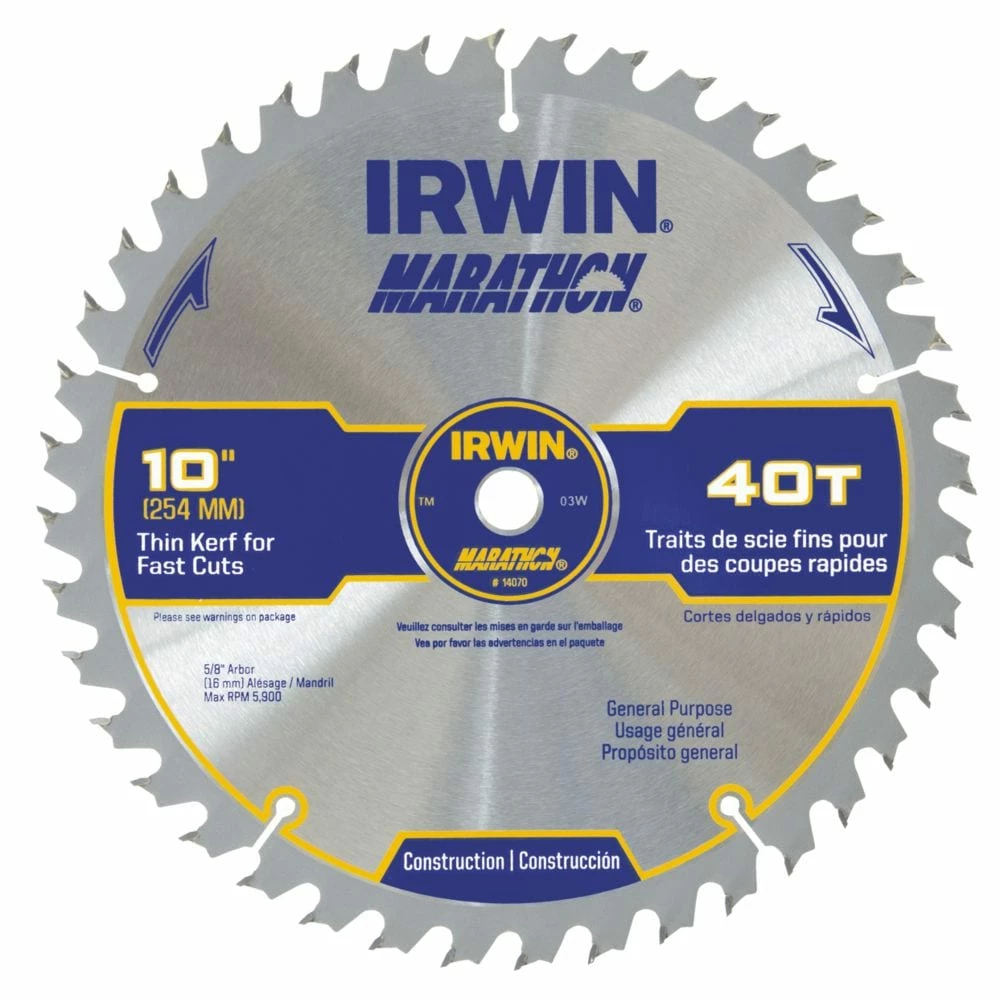 IRWIN Circular Saw Blades Marathon 10-in 40-Tooth Carbide Miter/Table Saw Blade 4 IRWIN Circular Saw Blades Marathon 10-in 40-Tooth Carbide Miter/Table Saw Blade - Image 2