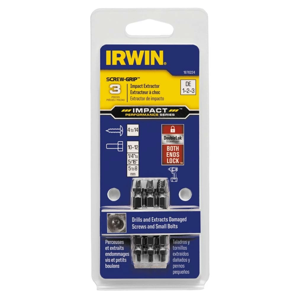 IRWIN Screw Extractors & Sets Impact Screw-Grip Double-Ended Screw Extractor Set 3 IRWIN Screw Extractors & Sets Impact Screw-Grip Double-Ended Screw Extractor Set