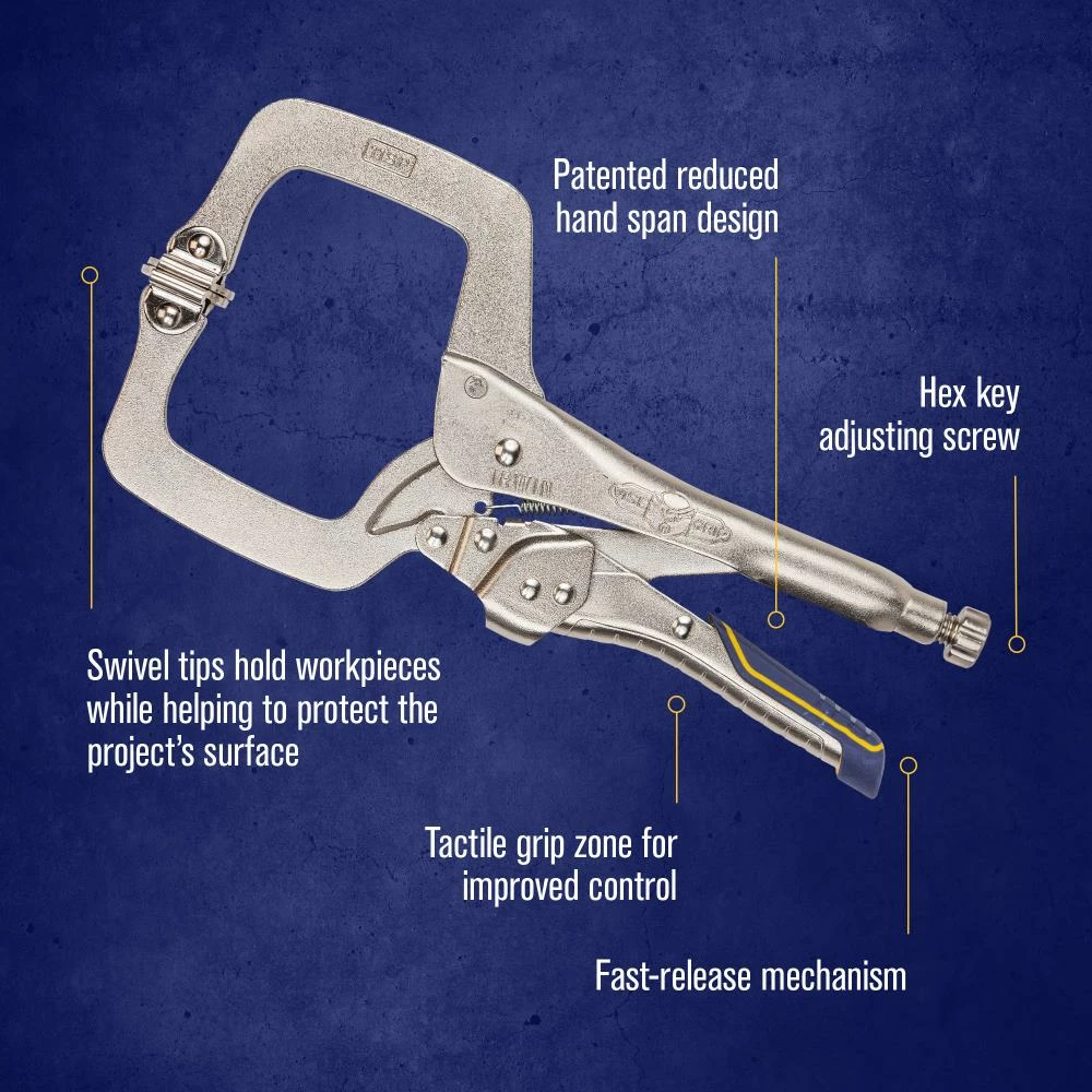 IRWIN VISE-GRIP Reduced Hand Span Fast Release 11-in Welding C-clamp Locking Pliers Swivel Tips 9 IRWIN VISE-GRIP Reduced Hand Span Fast Release 11-in Welding C-clamp Locking Pliers Swivel Tips - Image 7