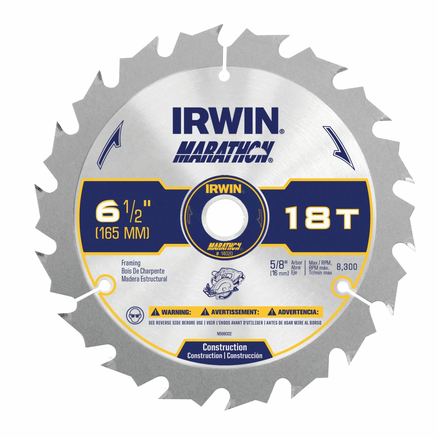 IRWIN Circular Saw Blades Marathon 6-1/2-in 18-Tooth Carbide Circular Saw Blade 3 IRWIN Circular Saw Blades Marathon 6-1/2-in 18-Tooth Carbide Circular Saw Blade