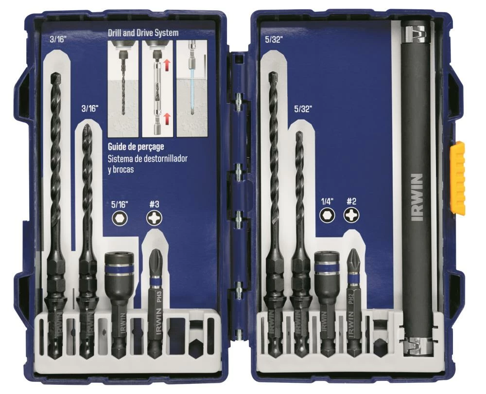 IRWIN Masonry Drill Bits 9-Piece x Set Carbide Masonry Drill Bit Set for Rotary Drill/Impact Driver 3 IRWIN Masonry Drill Bits 9-Piece x Set Carbide Masonry Drill Bit Set for Rotary Drill/Impact Driver