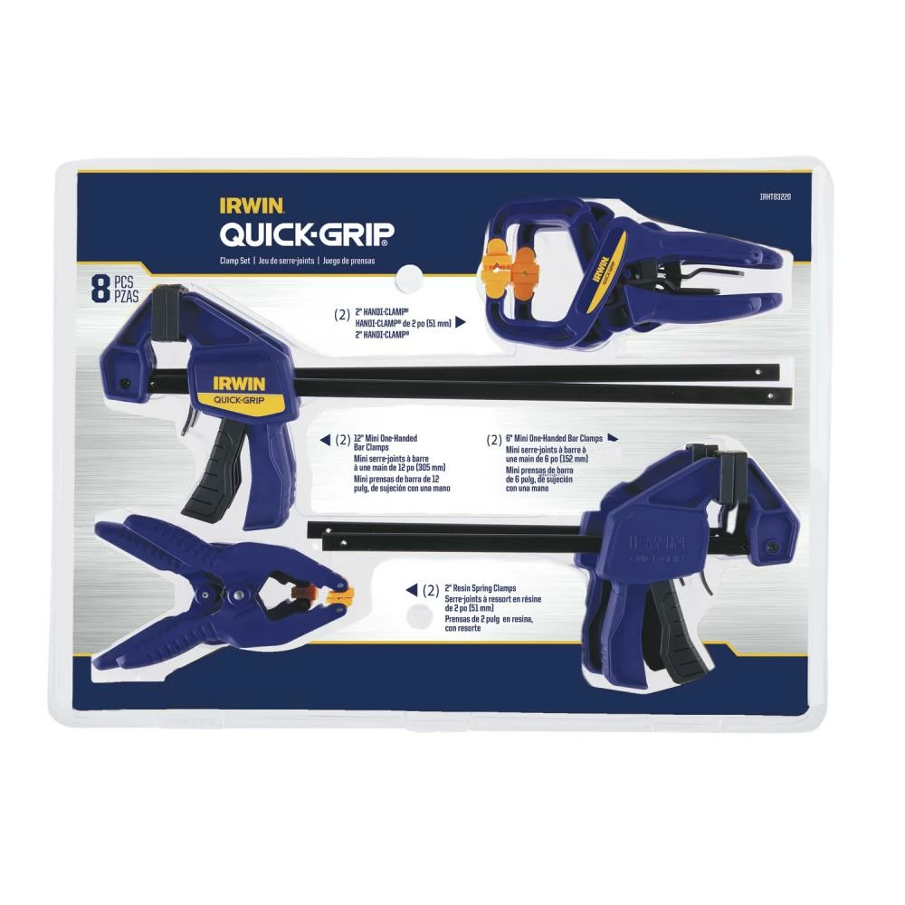 IRWIN Clamps QUICK-GRIP 8-Pack Assorted Assorted Clamp Set Clamp 10 IRWIN Clamps QUICK-GRIP 8-Pack Assorted Assorted Clamp Set Clamp - Image 8