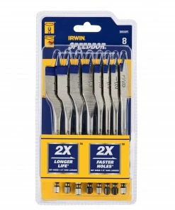IRWIN Woodboring Drill Bits 8-Piece Assorted Woodboring Spade Drill Bit Set