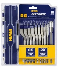 IRWIN Woodboring Drill Bits Speedbor 10-Piece Assorted Woodboring Spade Drill Bit Set